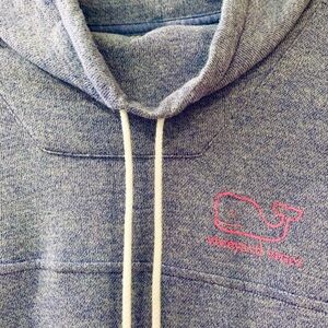 Vineyard Vines Super-soft periwinkle hoodie with bright fuscia emblem- small